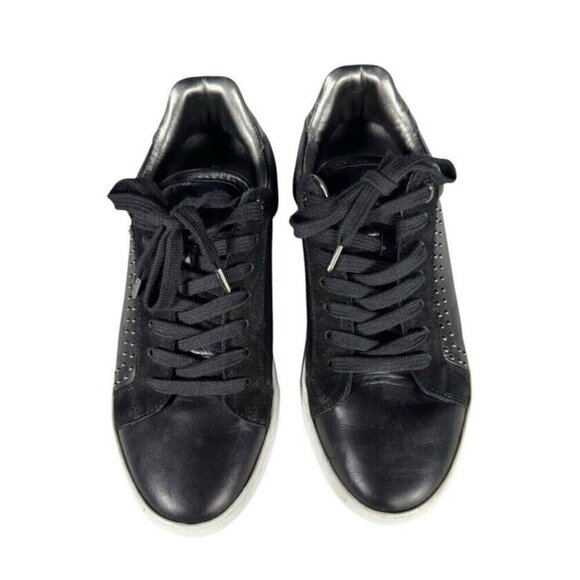 Zadig & Voltaire Women's Sz 37 (6.5) ZV1747 Black Leather Studded Sneakers - Picture 2 of 12